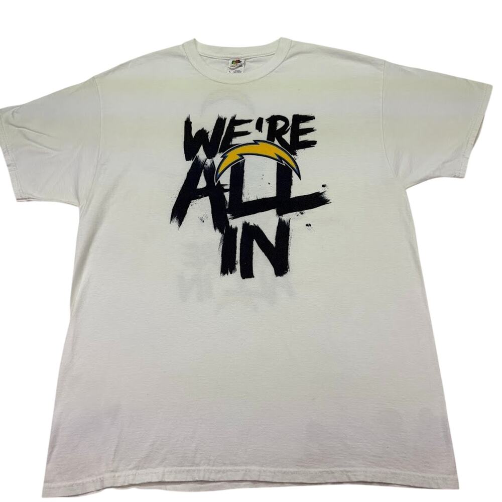 San Diego Chargers T Shirt “We’re All In" Playoff Game Day Promo Shirt Size XL